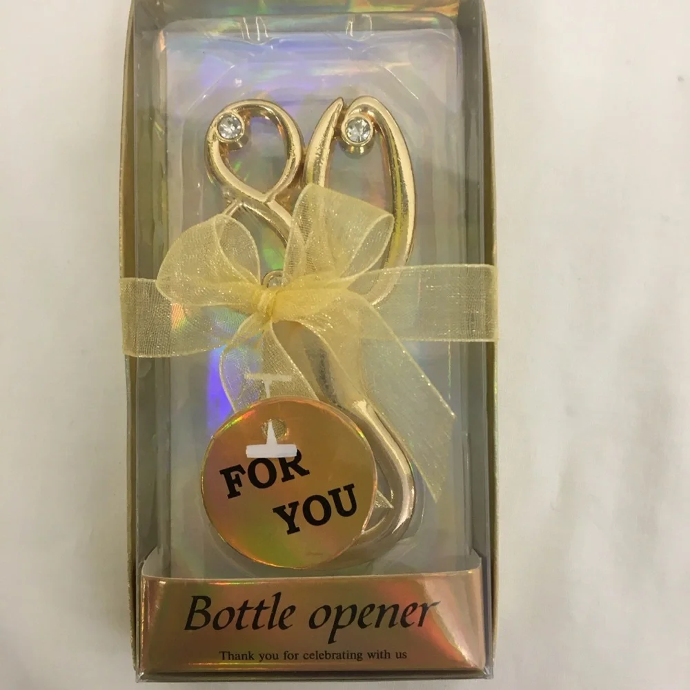80th birthday anniversary celebration party bottle opener gold tone rhinestones
